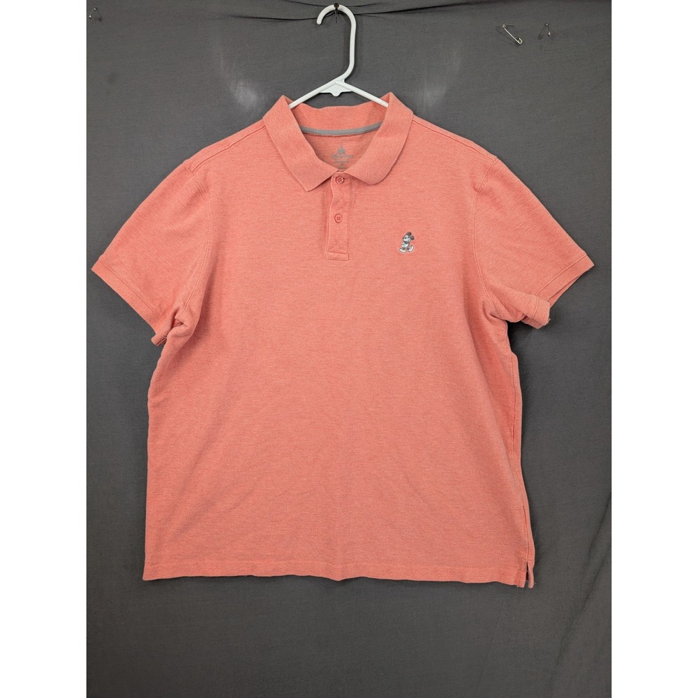 Disney Parks Mickey Mouse Short Sleeve Polo Shirt Mens XL Salmon Pink Heather